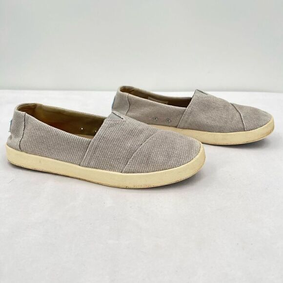 Toms Avalon Drizzle Grey Canvas Slip On Loafer Sneakers Women’s Size 7.5 - Picture 1 of 10